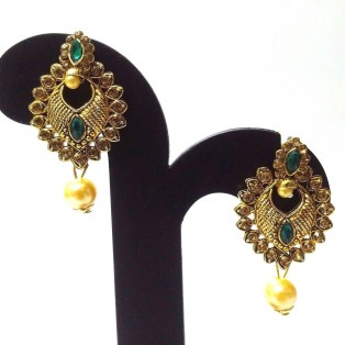 Golden Oxidized Rhinestone Earrings Ethnic Imitation Jewelry Dangle Drop EA17